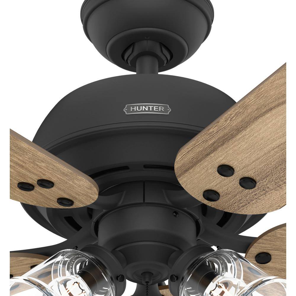 Matte Black and Golden Maple 52" Ceiling Fan with LED Light