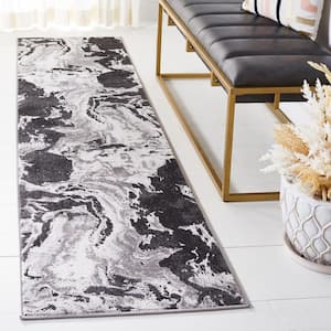 Amelia Charcoal/Grey 2 ft. x 8 ft. Abstract Gradient Striped Runner Rug