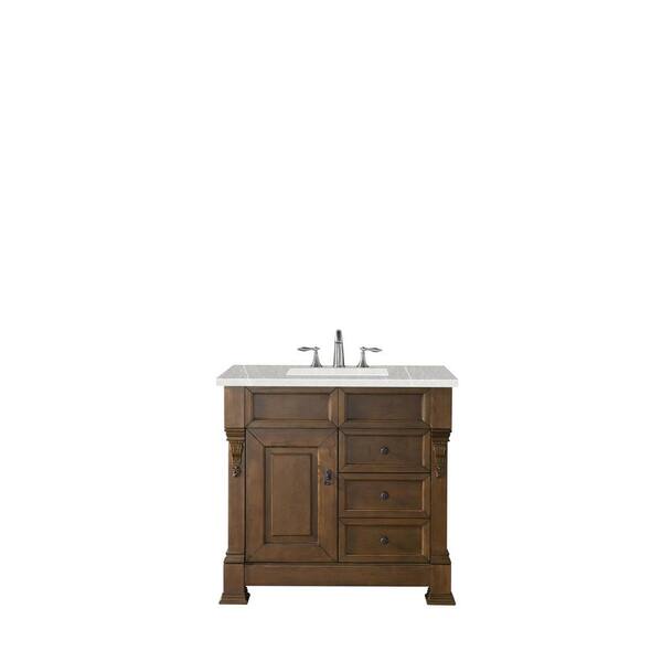 James Martin Vanities Brookfield 36 in. W x 23.5 in. D x 34.3 in. H Single Bathroom Vanity in Country Oak with Serena Quartz Top
