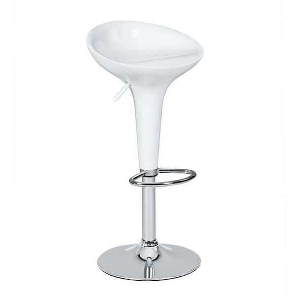 Unbranded 17.30 in. White Backless Metal Frame Adjustable Bar Stool(Set of 2)