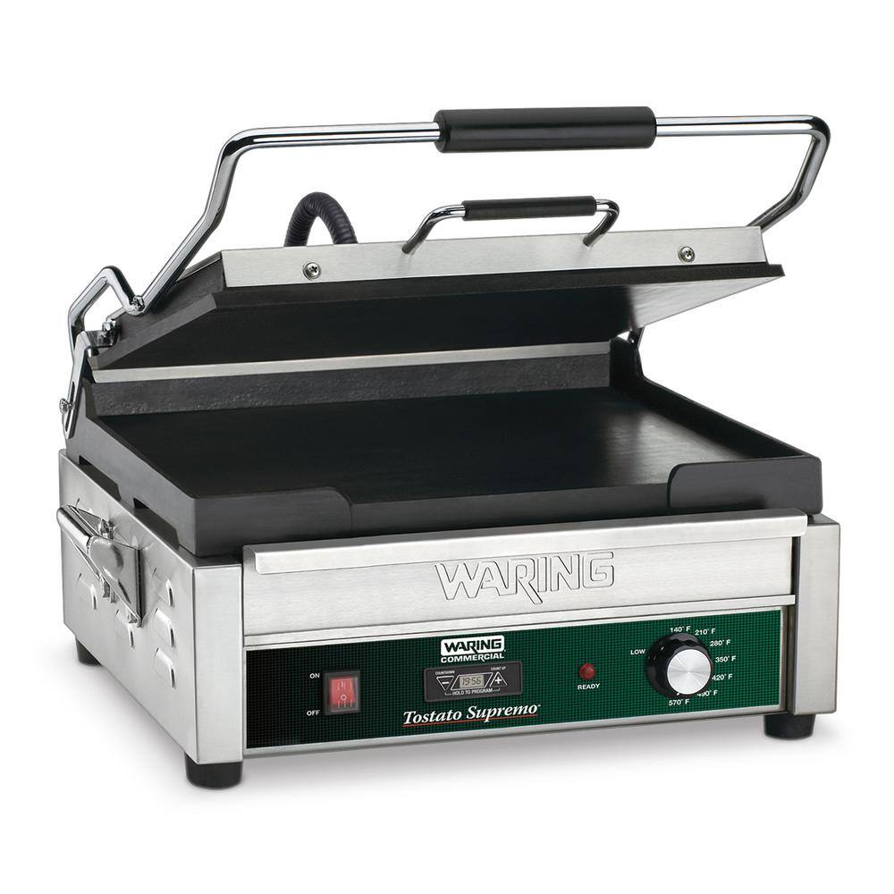 Full-Sized 14 in. x 14 in. Flat Panini Grill with Timer Silver 120-Volt 14 in. x 14 in. Cooking Surface price history on PriceWatchPro