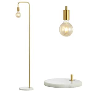 Vega 60 in. Minimalist Edison Metal/Marble Floor Lamp, Brass Gold