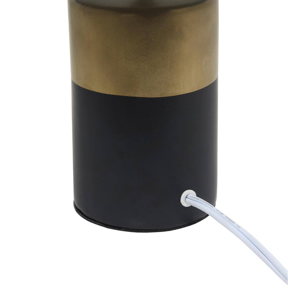 Black and Gold Porcelain Cylinder Nightstand Lamp