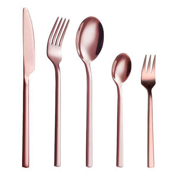 Velaze 30-Piece 18/8 Rose Gold Flatware Set Stainless Steel Eating Utensils  Set Knife Fork Spoon Set (Service for 6) VLZ-FW-E30R - The Home Depot