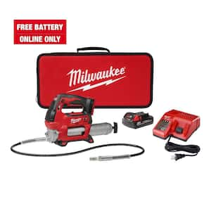 M18 18V Lithium-Ion Cordless Grease Gun 2-Speed with (1) 1.5Ah Batteries, Charger, Tool Bag