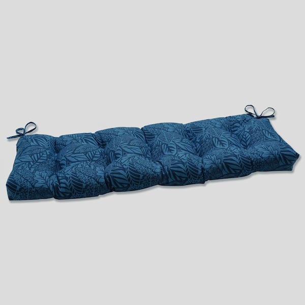 Pillow Perfect Floral Rectangular Outdoor Bench Cushion in Blue