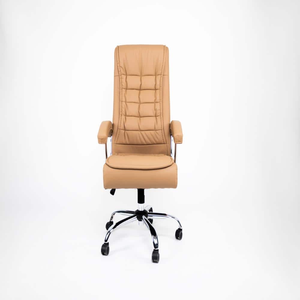 Camel PU Leather High Back Executive Chair with Spring Cushion