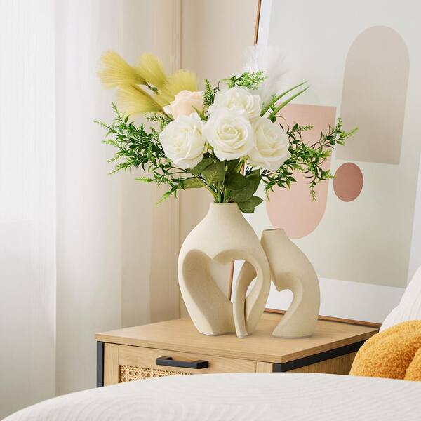 Angel Sar 2 Pieces 7.7 in. Pitcher White Vases Heart Shaped