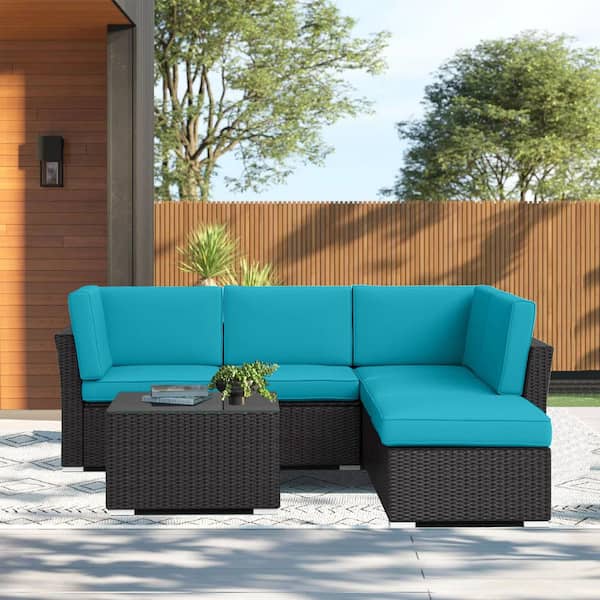 4Piece Wicker Patio Conversation Sectional Seating India Ubuy