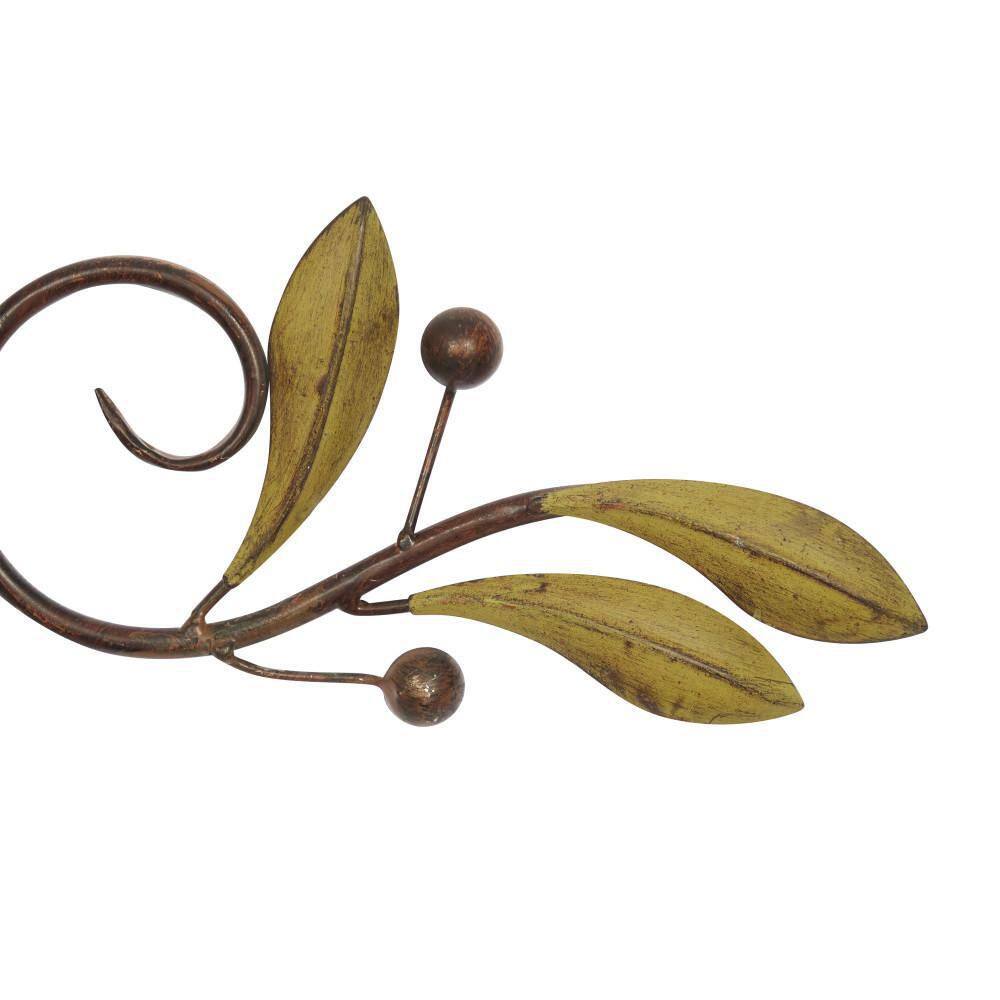 Green and Brown Metal Leaf Wall Mounted Figurine
