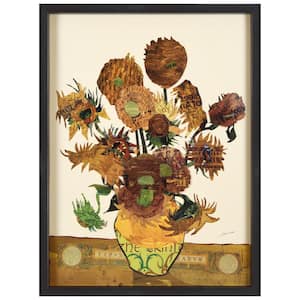 Sunflower Embrace Alex Zeng’s Dimensional Art Collage, Under Glass and Black Sadow Box Frame, 25 in. x 33 in.