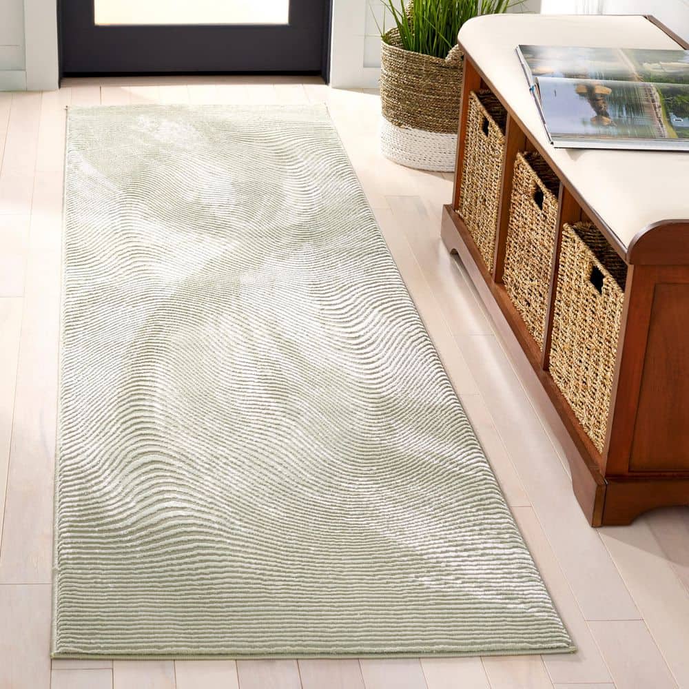 Revive 2 ft. x 8 ft. Sage/Ivory Solid Abstract Swirl Runner Rug price history on PriceWatchPro