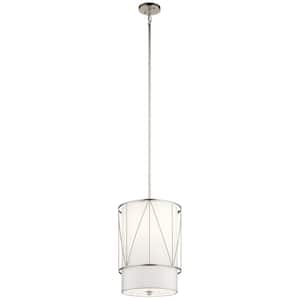 Birkleigh 1-Light Satin Nickel Transitional Kitchen Pendant Hanging Light with Satin Etched Glass
