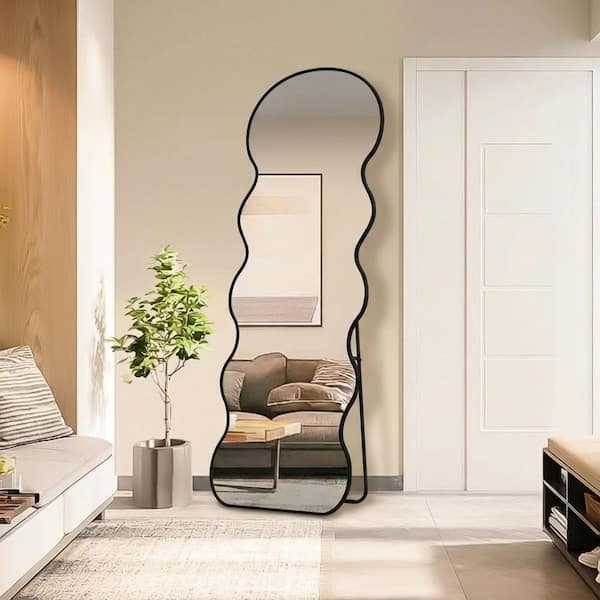 Spigel Black 21 in. W x 56 in. H Wavy Metal Framed Full Length