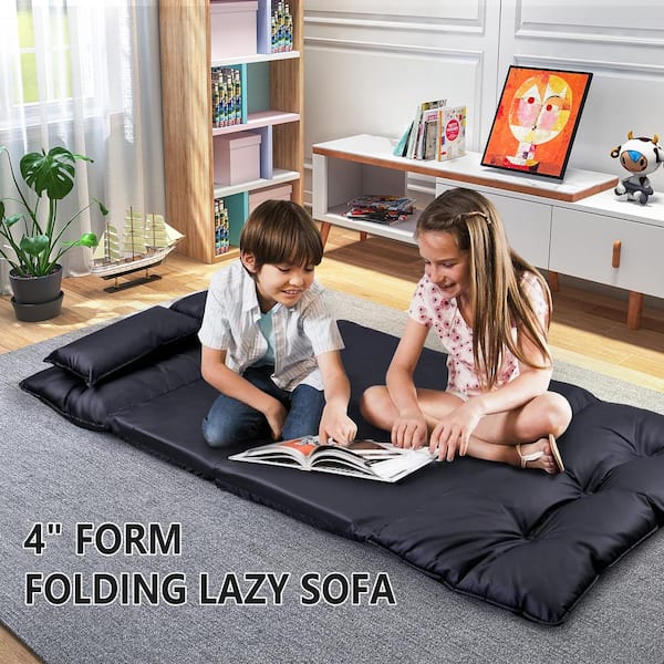 Aoibox 30 in. Black PU 90°to 180° Adjustable Twin Size Folding Bed 