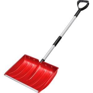 52 in. D-Grip Aluminum Extended Handle with Sponge ABS Plus Aluminum Snow Shovel Head in Red