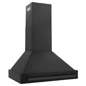 36 in. 700 CFM Ducted Vent Wall Mount Range Hood in Black Stainless Steel