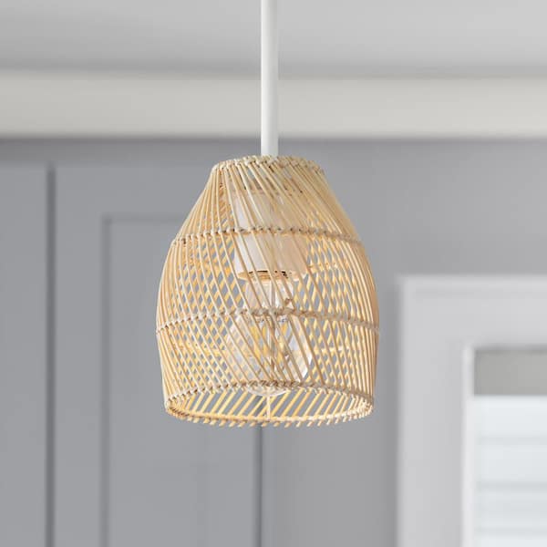 2-1/4 in. Fitter Small Natural Bamboo Dome Pendant Lamp Shade