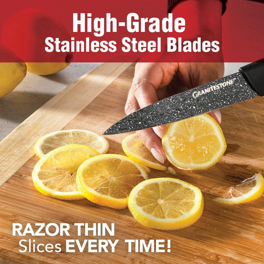 Granitestone Granitestone Nutriblade 6 PC Knife Set, Professional Kitchen Chef’s Knives with Sharp Stainless Steel Blades and Nonstick Granite Coating