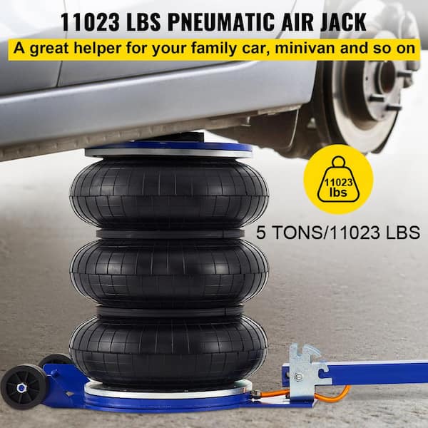 VEVOR Triple Bag Air Jack 11000 lbs. Load Air Bag Jack Fast Lift Up to 15.75 in. 3 to 5S with Adjustable Handle for Cars, Blue