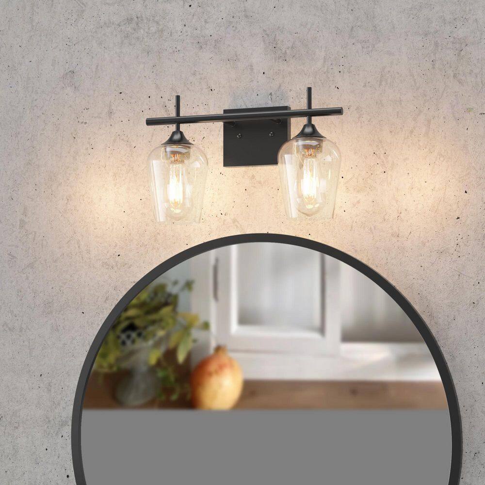 CLAVIE Hanging Bathroom Light Fixtures 2Light 16 in. W x 9 in. H Wall