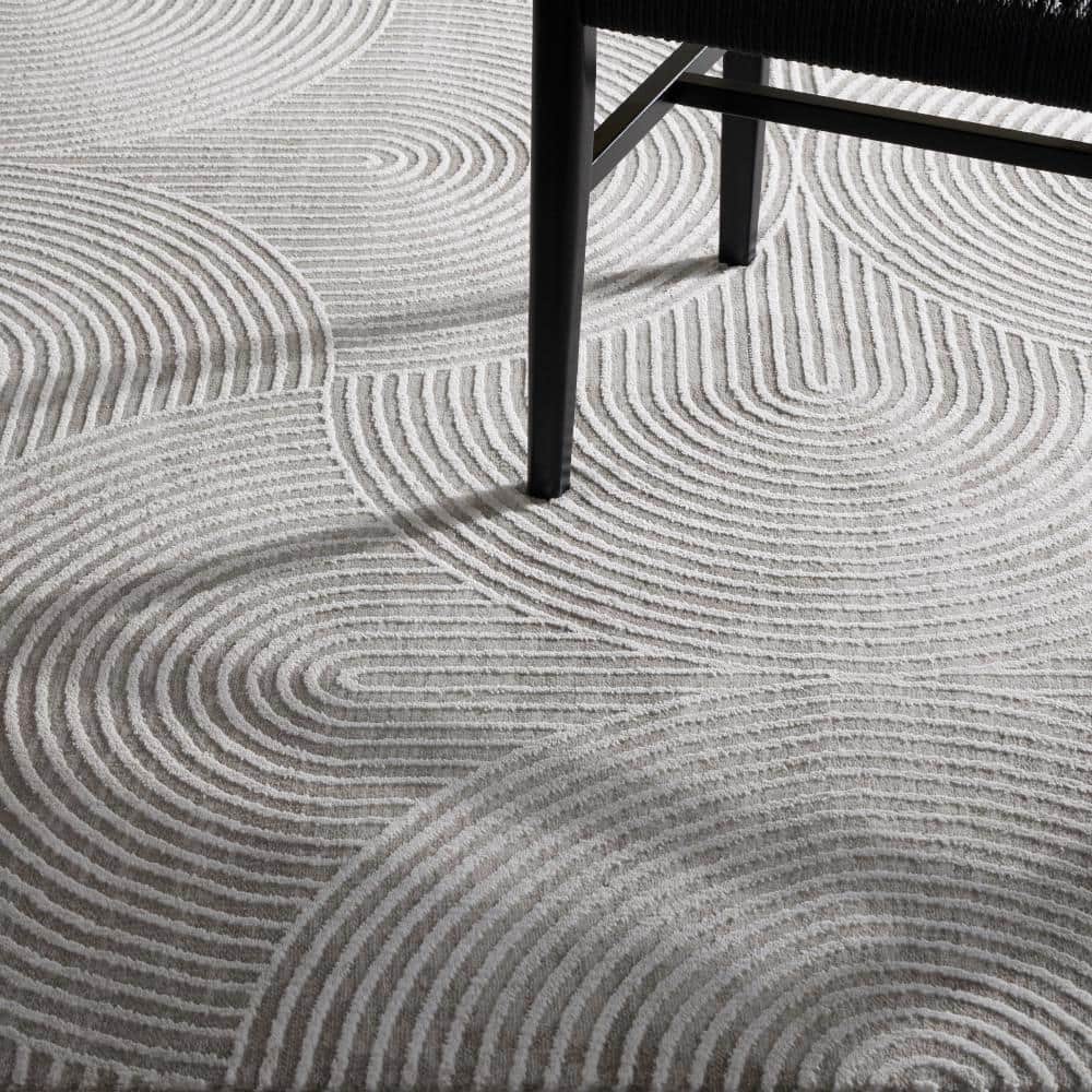 Maya Ivory and Greige Synthetic Rectangular Area Rug