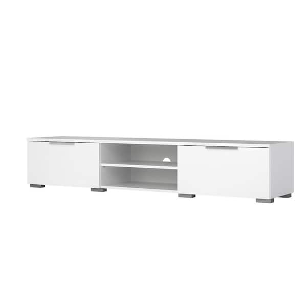 Tvilum Match 68 in. White High Gloss Engineered Wood TV Stand Fits TVs Up to 45 in. with Adjustable Shelves