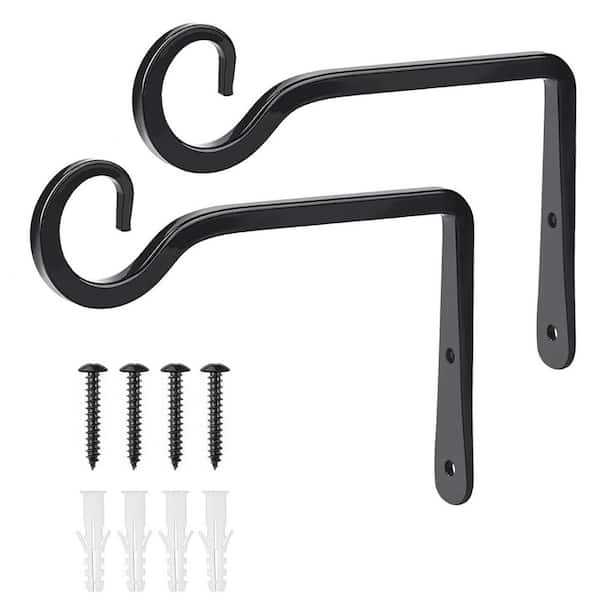 SenQWFa Black Metal Hanging Plant Hooks for Indoor Outdoor