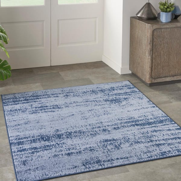 Nourison Essentials Denim 5 ft. x 5 ft. Abstract Contemporary Square Area Rug