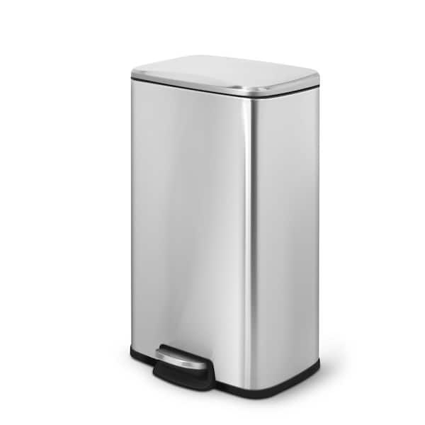 Innovaze 8 Gal./30-Liter Fingerprint Free Stainless Steel Rectangular Kitchen Step-on Trash Can