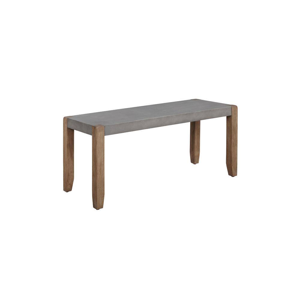 Newport Light Amber Wood and Gray Composite Entryway Bench with Coat Hooks