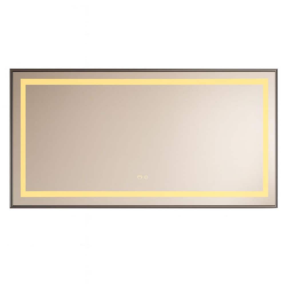 84 in. W x 30 in. H Rectangular Frameless LED Lighted and Backlit Dimmable Anti-Fog Wall Bathroom Vanity Mirror in White price history on PriceWatchPro