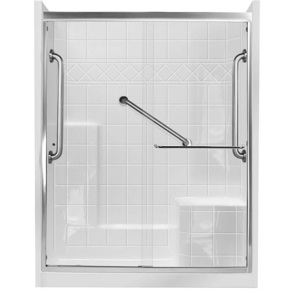 Ella 60 in. x 33 in. x 77 in. Left Drain 3-Piece Alcove Shower Kit in ...