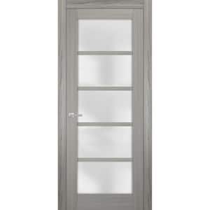 4002 18 in. x 80 in. Single Panel No Bore Frosted Glass Gray Finished Pine Wood Interior Door Slab
