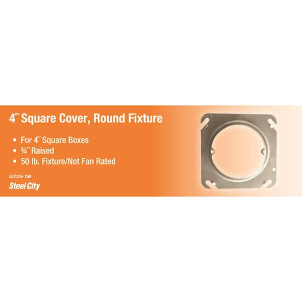 3/4 in. Raised 4 Square Single Gang Round Mud Ring (52C334-25R)