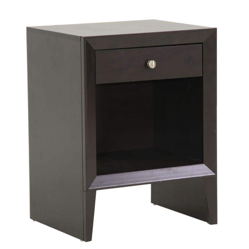 Baxton Studio Morgan 1 Drawer Dark Brown Nightstand 28862 4359 HD