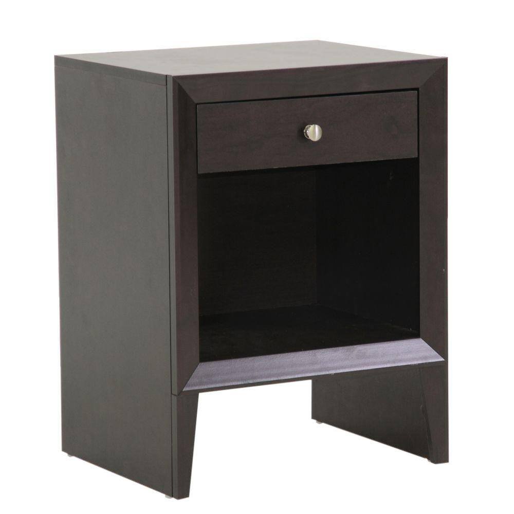 Leelanau 15" Dark Brown Engineered Wood Modern Nightstand