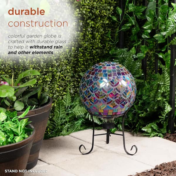 Alpine Corporation 10 in. Dia Glass Mosaic Peacock Gazing Ball