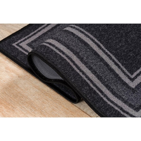 Beverly Rug 3 x 3 Gray Carmel Bordered Non Slip Doormat Indoor Area Rug
