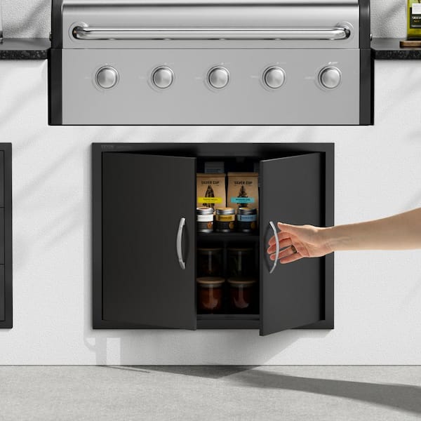 31 in. W x 24 in. H Double Outdoor Kitchen Door BBQ Access Door Cold Plate Flush Mount Door Wall Vertical Door