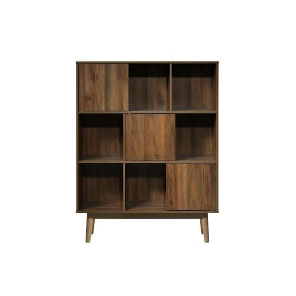 4D Concepts Montery Midcentury 44.8 in. Walnut Wood 6-Shelf BookCase
