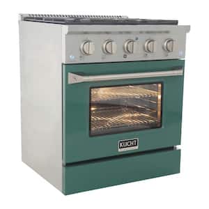 Pro-Style 30 in. 4.2 cu. ft. Natural Gas Range with Sealed Burners and Convection Oven in Green Oven Door