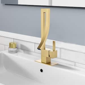 Single Handle Vessel Sink Faucet in Brushed Gold