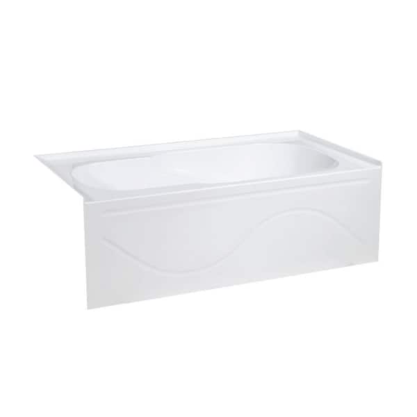 Swiss Madison Ivy 60 in. x 30 in. Left Hand Drain Rectangular Alcove Soaking Bathtub with Apron Skirt in White