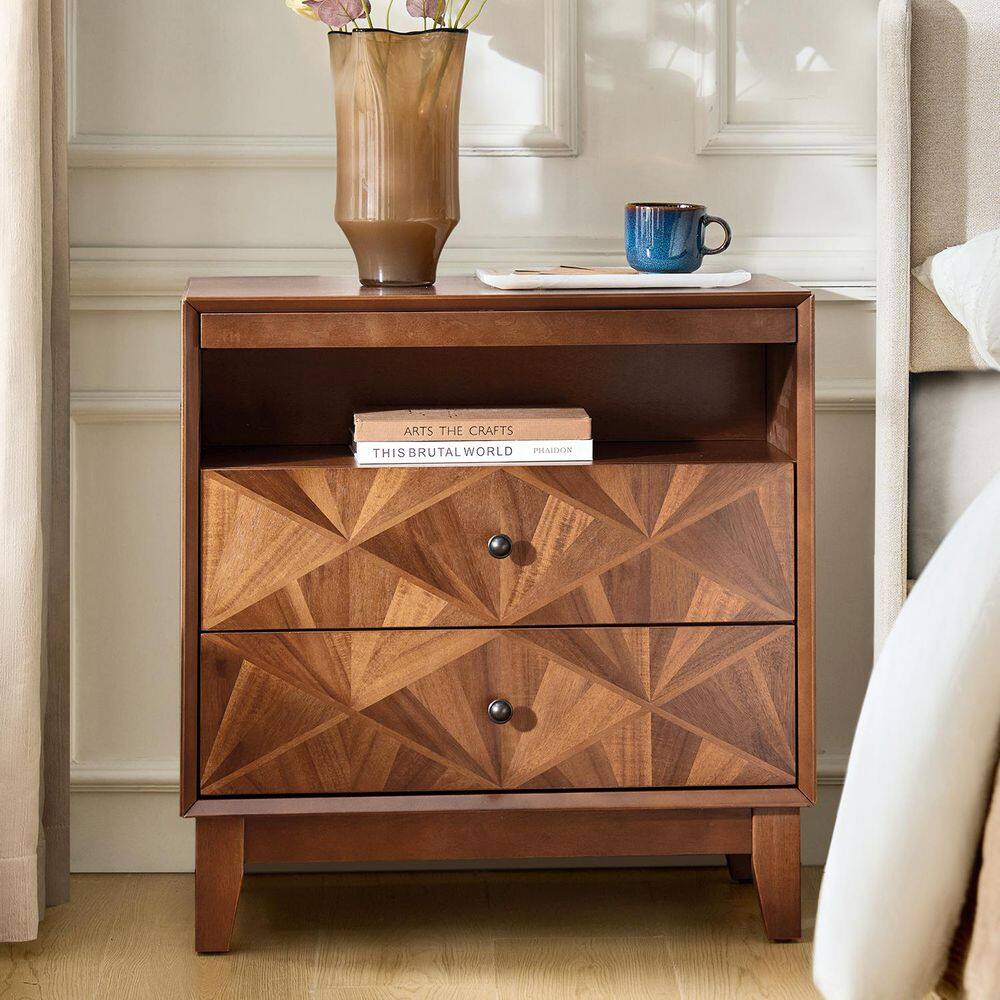 Jaime 28 in. Walnut Square Wood End Table with Type-C and USB - thumbnail 10