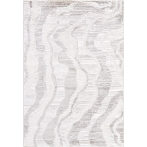 Wolly Ivory/White Modern 7 ft. x 9 ft. Indoor Area Rug