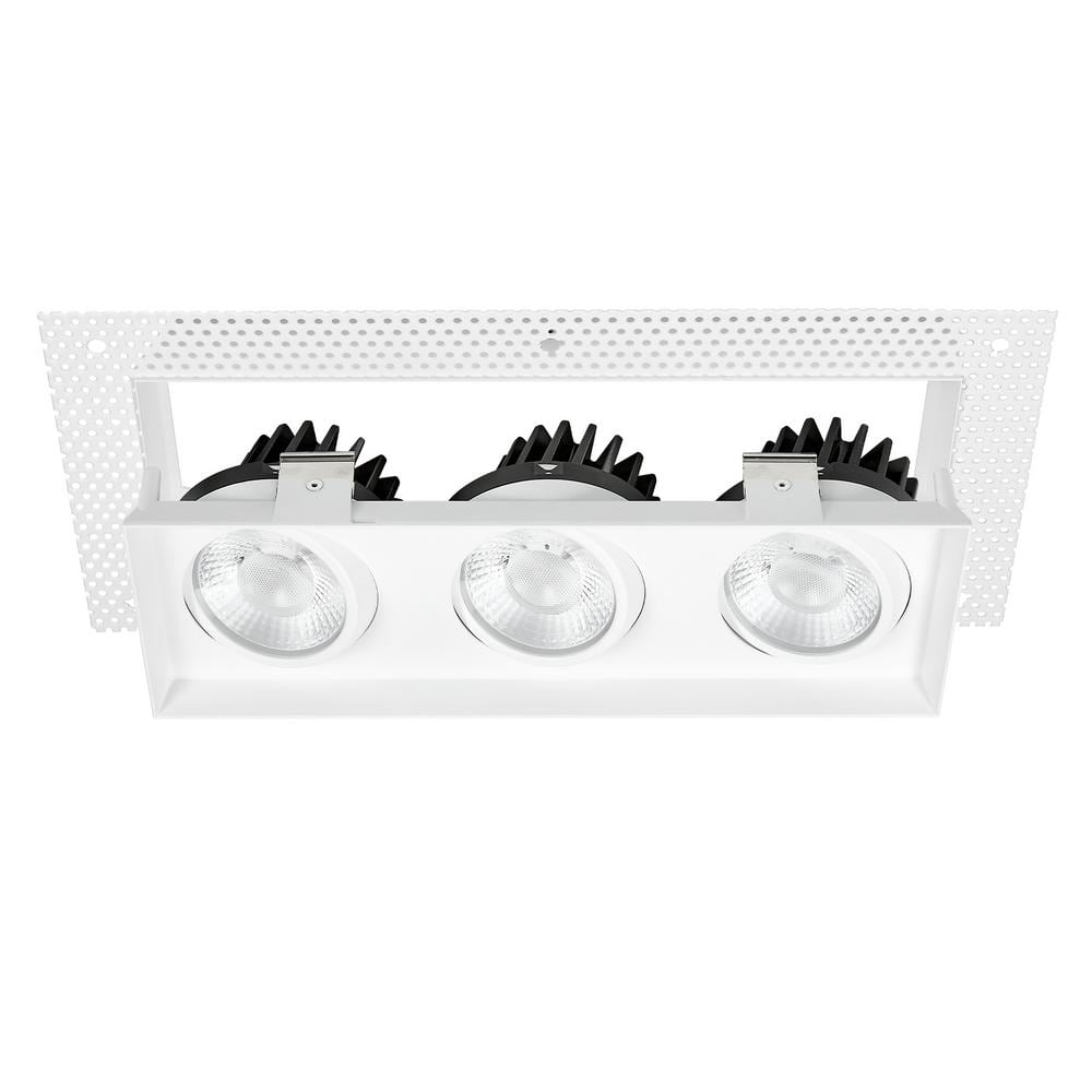 White Aluminum 3-Head LED Recessed Downlight