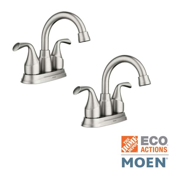 MOEN Idora 4 in. Centerset 2-Handle Bathroom Faucet in Spot Resist Brushed Nickel (2-Pack)