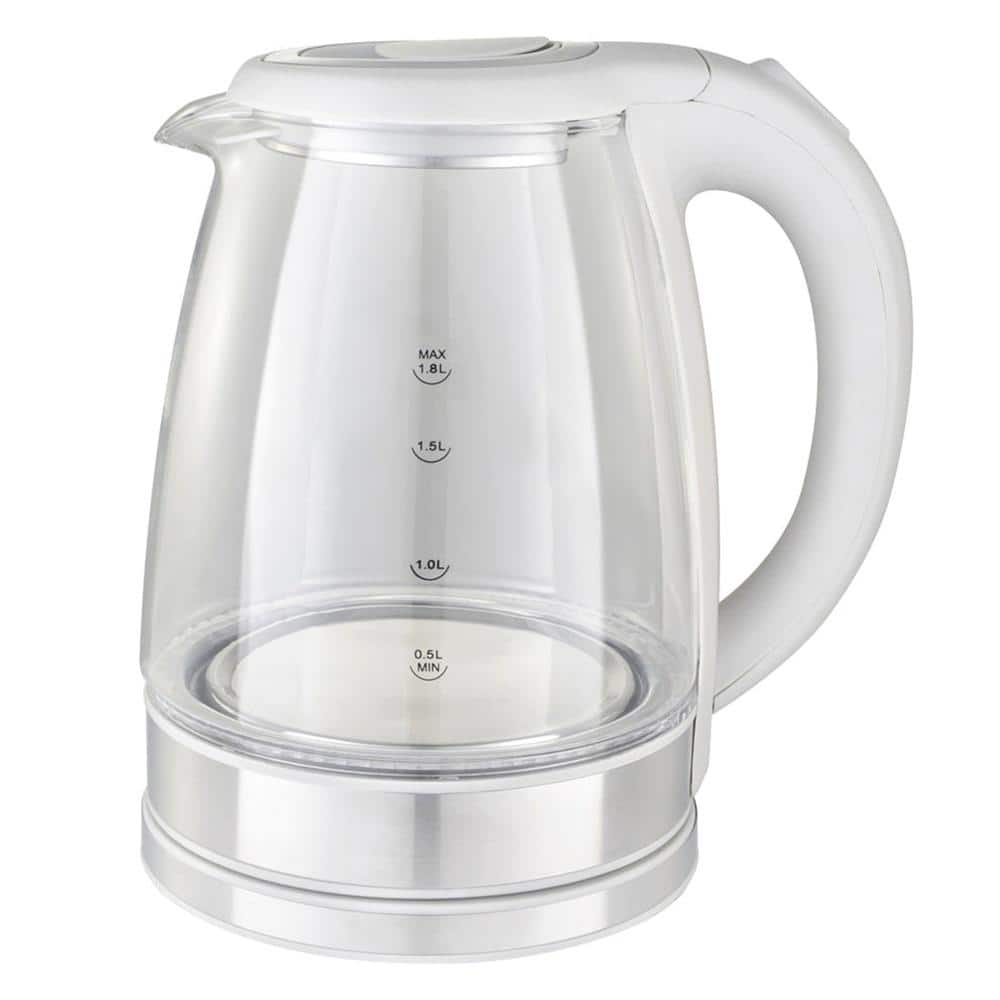 Lumme Glass Kettle 1.8Lt LED Lighting 360 Swivel Base White