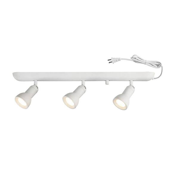 Hampton Bay 1.9 ft. 3-Light White Integrated LED Plug-in Track Lighting Kit Fixture